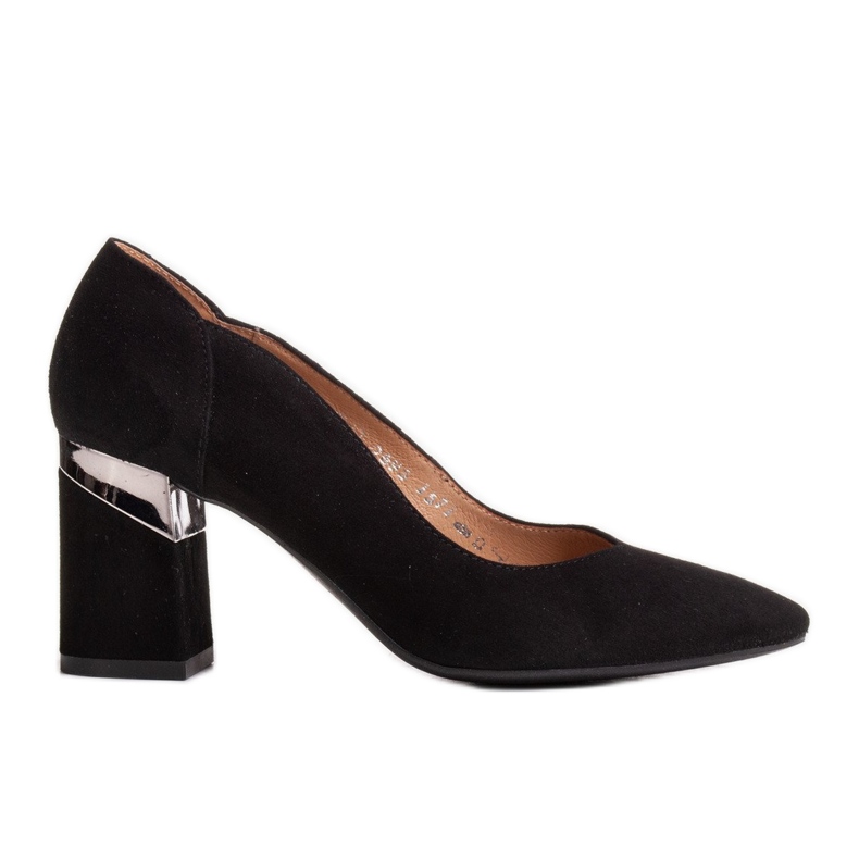 Marco Shoes Salón de ante negro con tacón metalizado