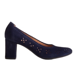 Marco Shoes Zapatos de salón azul marino con perforación para un pie más ancho