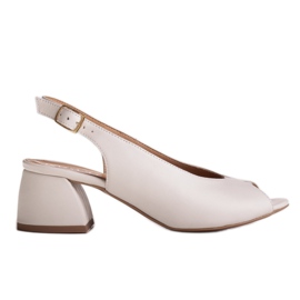 Marco Shoes Sandalias 1573P de piel blanca con tacón estable blanco