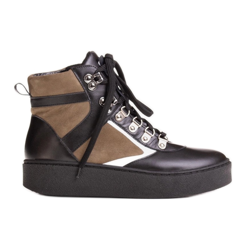 Marco Shoes Bota deportiva de piel negra y verde negro