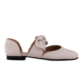 Marco Shoes Bailarinas con lazo de piel flor blanco