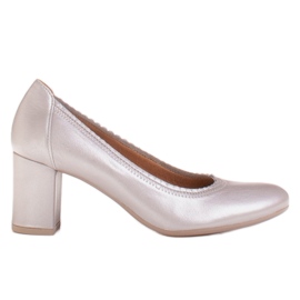 Radoskór Zapatos de tacón plateados para mujer para un pie más ancho plata gris