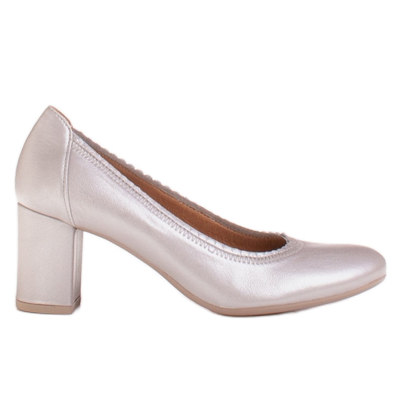 Radoskór Zapatos de tacón plateados para mujer para un pie más ancho plata gris Radoskór Zapatos de tacón plateados para mujer para un pie más ancho plata gris