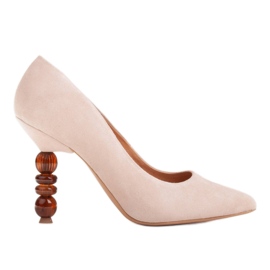 Marco Shoes Tacones de ante beige con pedrería