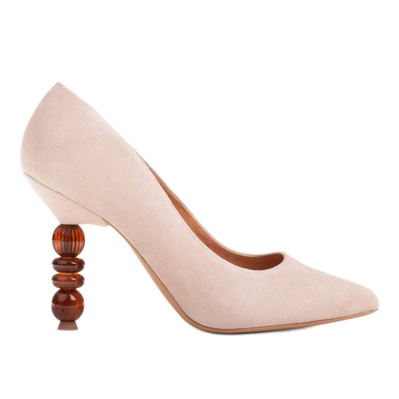 Marco Shoes Tacones de ante beige con pedrería