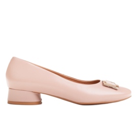 Marco Shoes Bailarinas de piel rosa con decoración dorada rosado