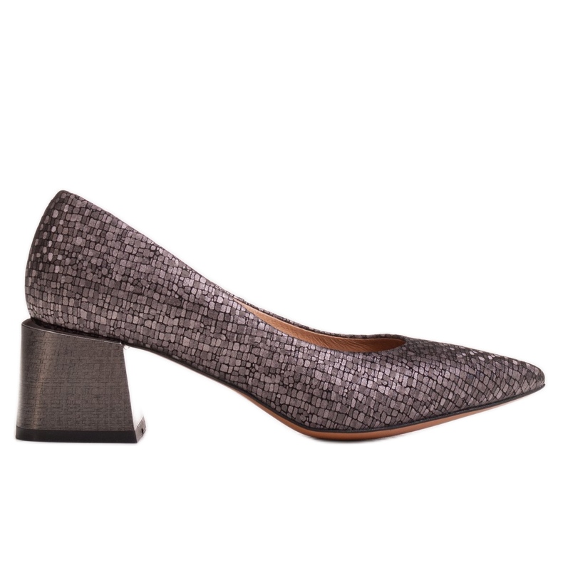 Marco Shoes Zapatos de salón elegantes hechos de cuero repujado gris