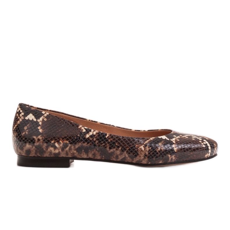 Marco Shoes Bailarinas marrones con estampado de serpiente marrón
