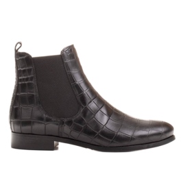 Marco Shoes Botines planos de piel con goma elástica en la parte superior negro