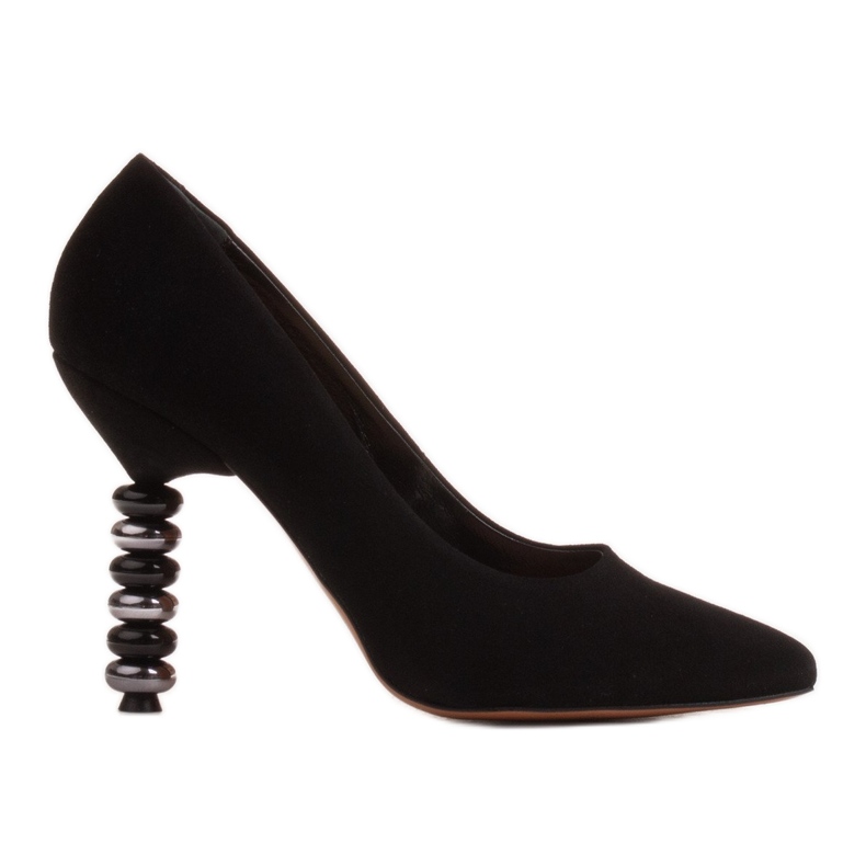 Marco Shoes Tacones de ante negro con piedras