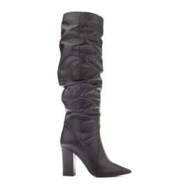 Marco Shoes Botas negras con volantes de piel suave negro