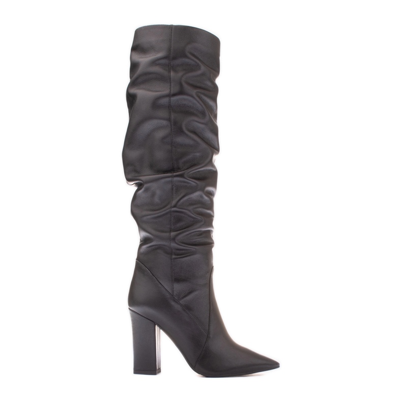 Marco Shoes Botas negras con volantes de piel suave negro
