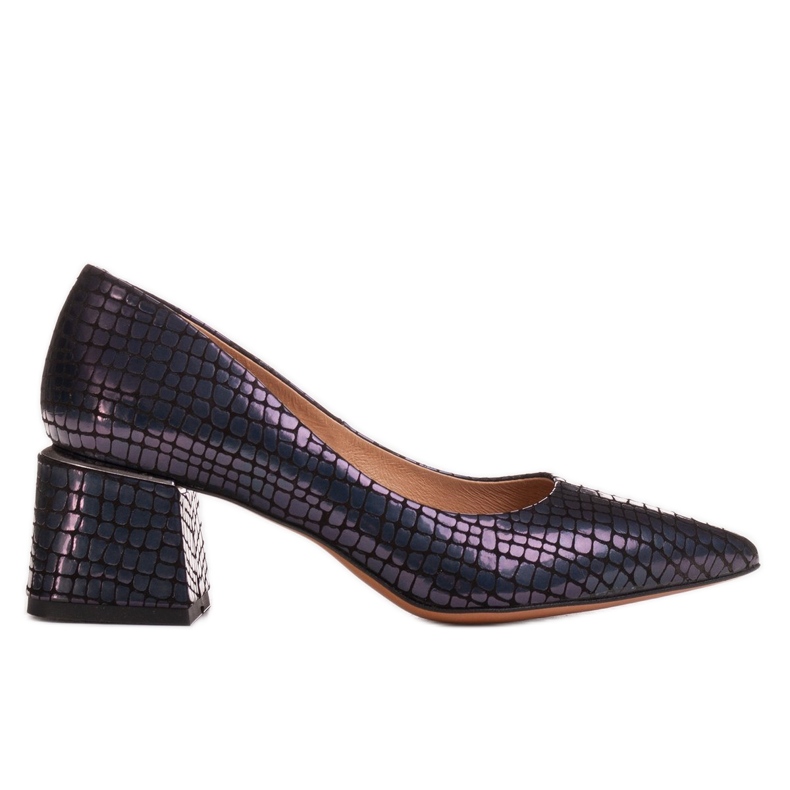 Marco Shoes Zapatos de salón elegantes hechos de piel de gamuza azul marino