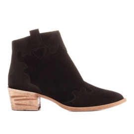 Marco Shoes Botines de piel elegantes con tacones bajos negro