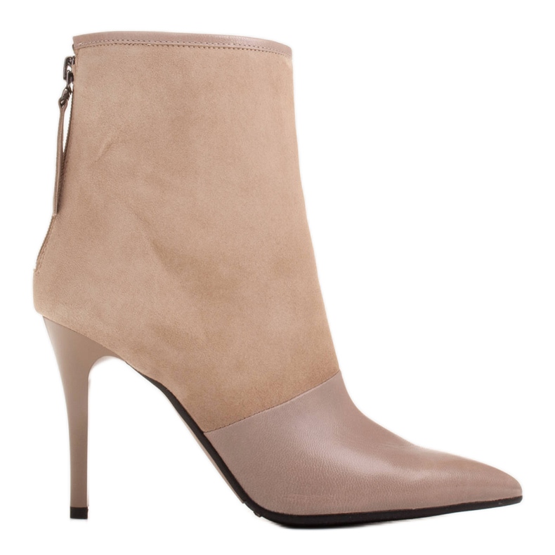 Marco Shoes Botas de mujer de tacón alto en combinación de piel y ante beige