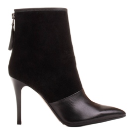 Marco Shoes Botas de mujer de tacón alto en combinación de piel y ante negro Marco Shoes Botas de mujer de tacón alto en combinación de piel y ante negro