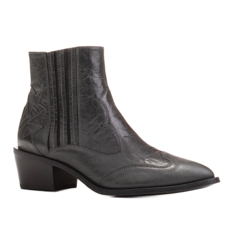 Marco Shoes Bota cowboy gris fabricada en piel flor sin aislante