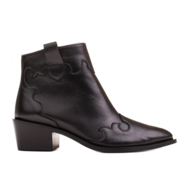 Marco Shoes Botas negras de piel flor natural negro