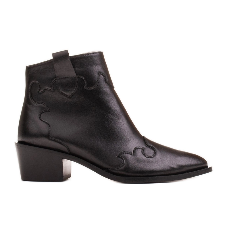 Marco Shoes Botas negras de piel flor natural negro