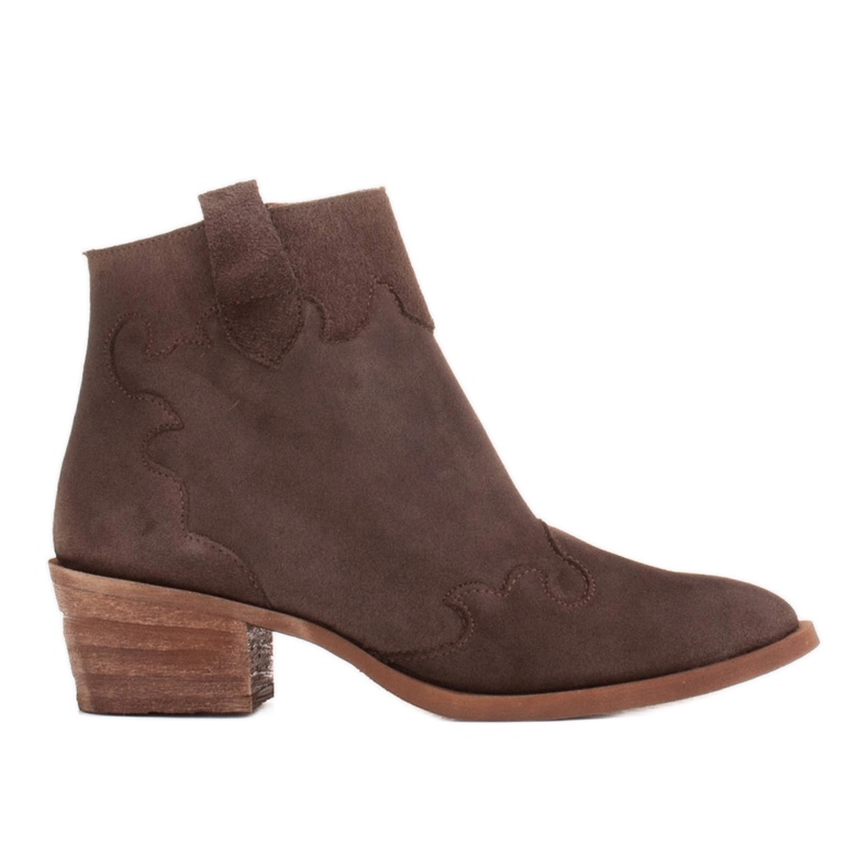 Marco Shoes Botas de vaquero marrón hechas de piel de gamuza genuina sin aislamiento