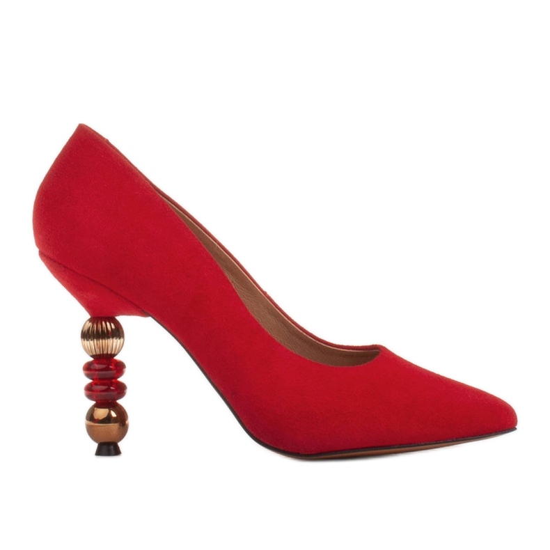 Marco Shoes Tacones de ante rojo con piedras