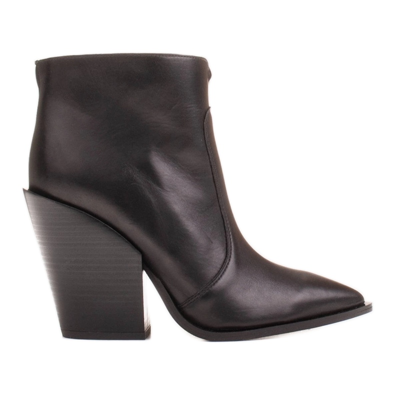 Marco Shoes Bota cowboy de mujer fabricada en piel natural negro