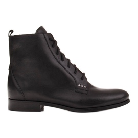 Marco Shoes Botas de piel con suela plana negro