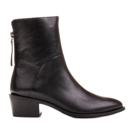 Marco Shoes Botines de piel negra con circunferencia superior ajustable negro