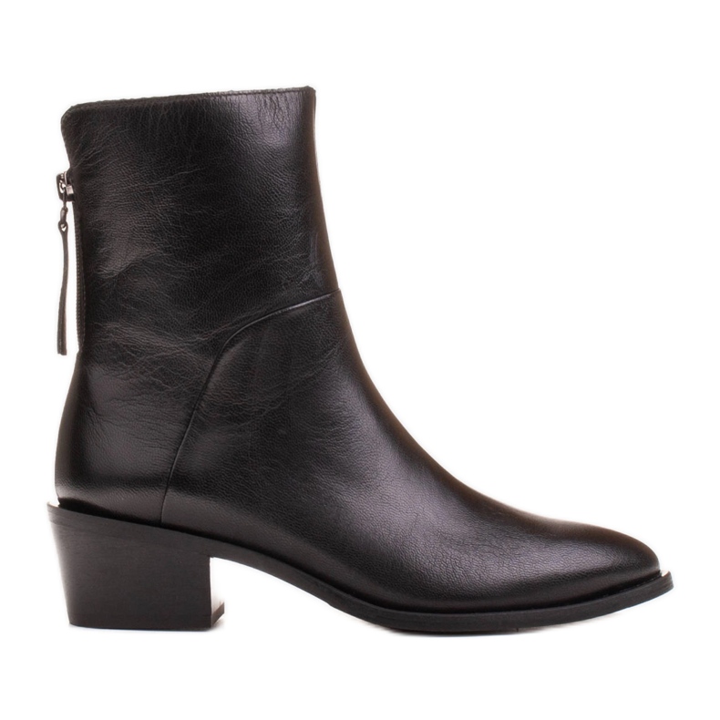 Marco Shoes Botines de piel negra con circunferencia superior ajustable negro