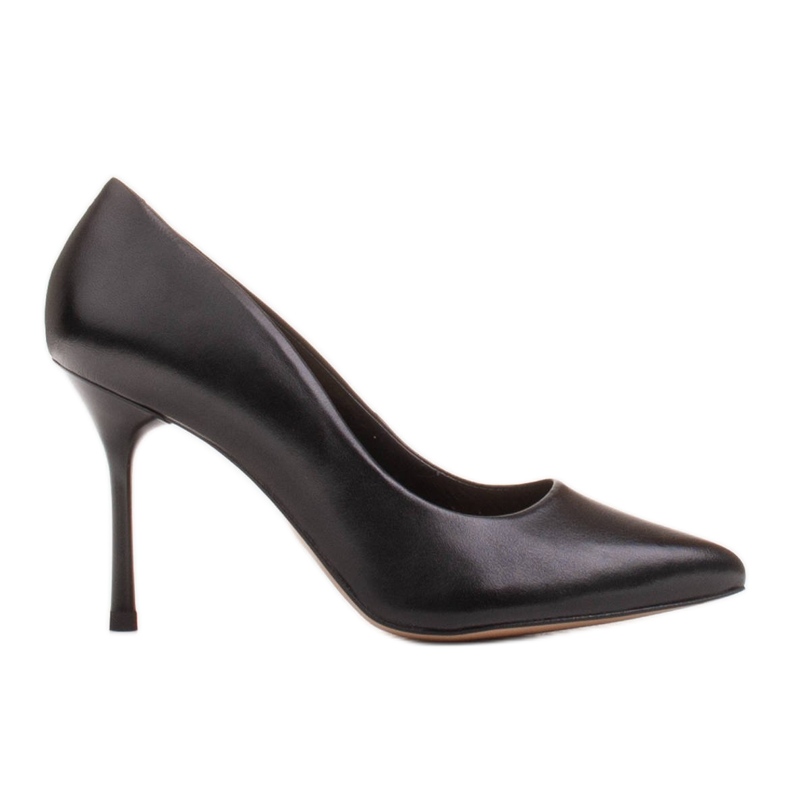 Marco Shoes Stilettos negros de piel flor suave con tacones altos