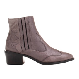 Marco Shoes Botas vaqueras retro grises con piel arrugada