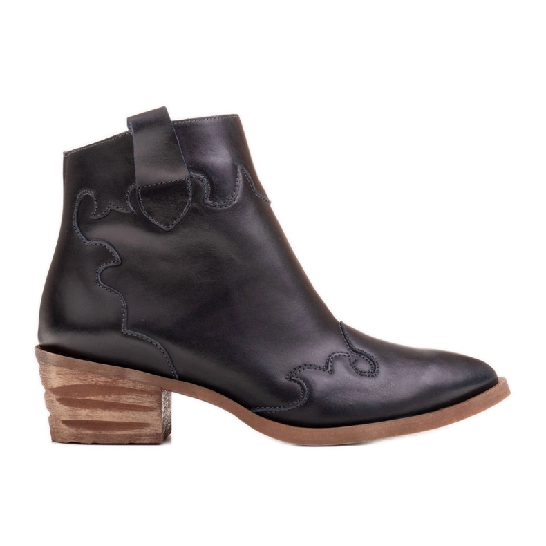 Marco Shoes Botas azul oscuro de piel flor natural