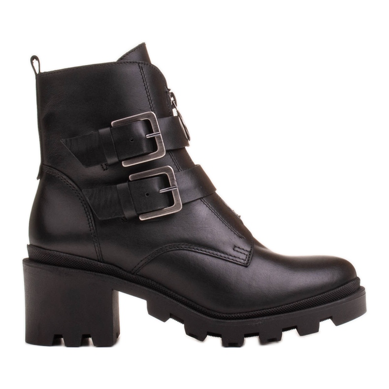 Marco Shoes Botines de piel negra sobre suela gruesa y ligera negro