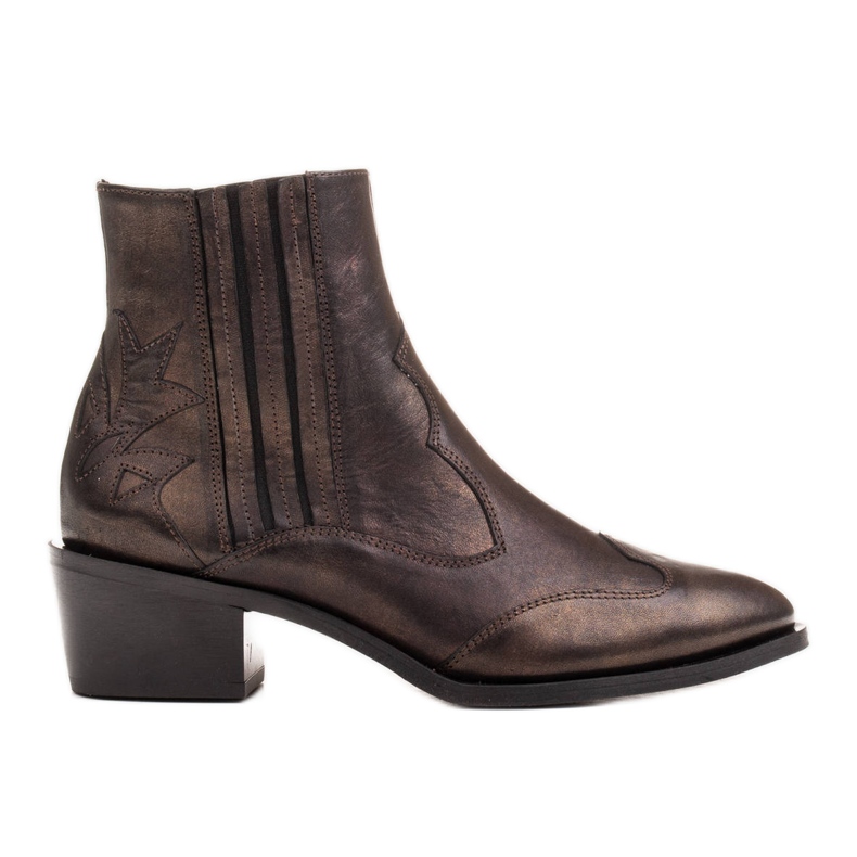 Marco Shoes Botas de vaquero negras, cuero oro viejo desteñido negro dorado
