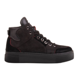 Marco Shoes Botines deportivos ligeros hechos de nobuck natural de alta calidad negro