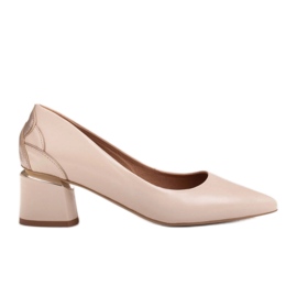 Marco Shoes Zapatos de salón en piel beige con estampado floral