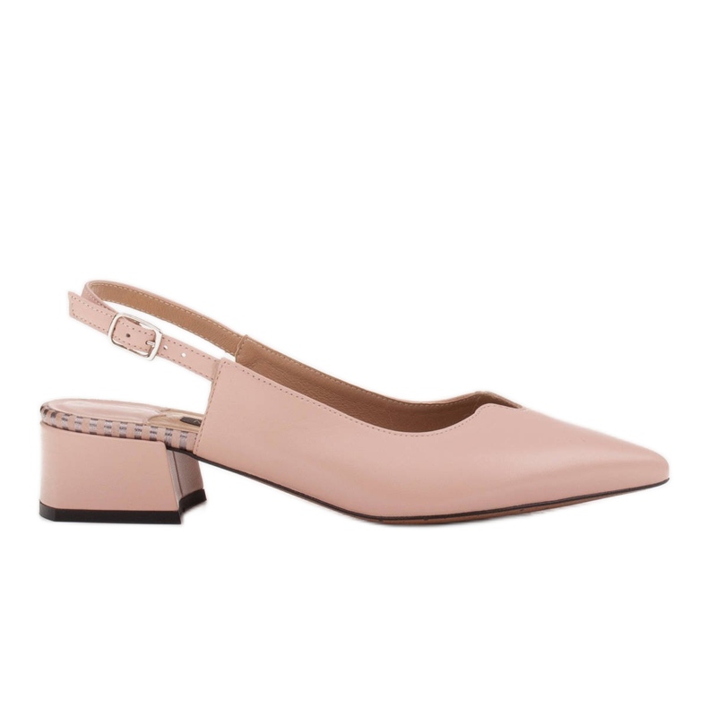 Marco Shoes Zapatos de salón bajos con tacón abierto hechos de delicada piel natural rosado