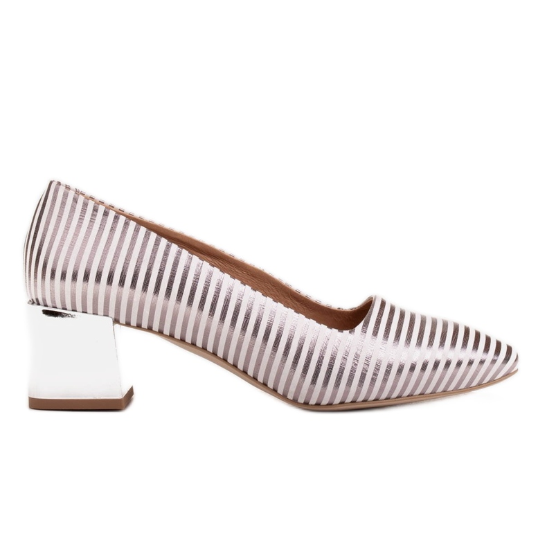 Marco Shoes Zapatos de salón elegantes con tacón metalizado plata