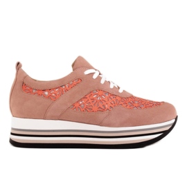 Marco Shoes Zapatillas de suela gruesa con malla transpirable rosado Marco Shoes Zapatillas de suela gruesa con malla transpirable rosado