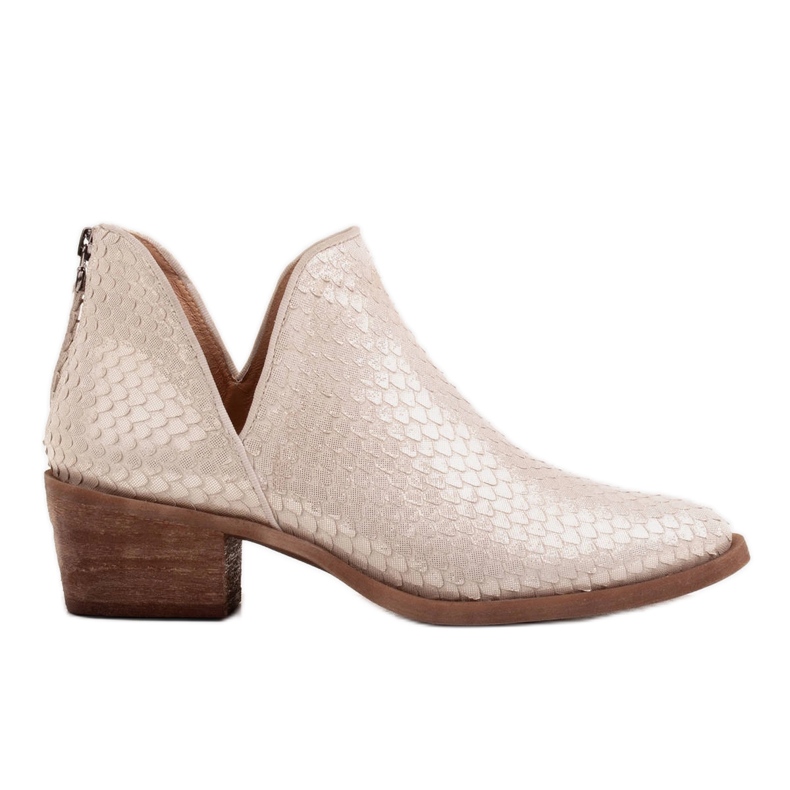 Marco Shoes Botines de ante natural con corte en V dorado Marco Shoes Botines de ante natural con corte en V dorado