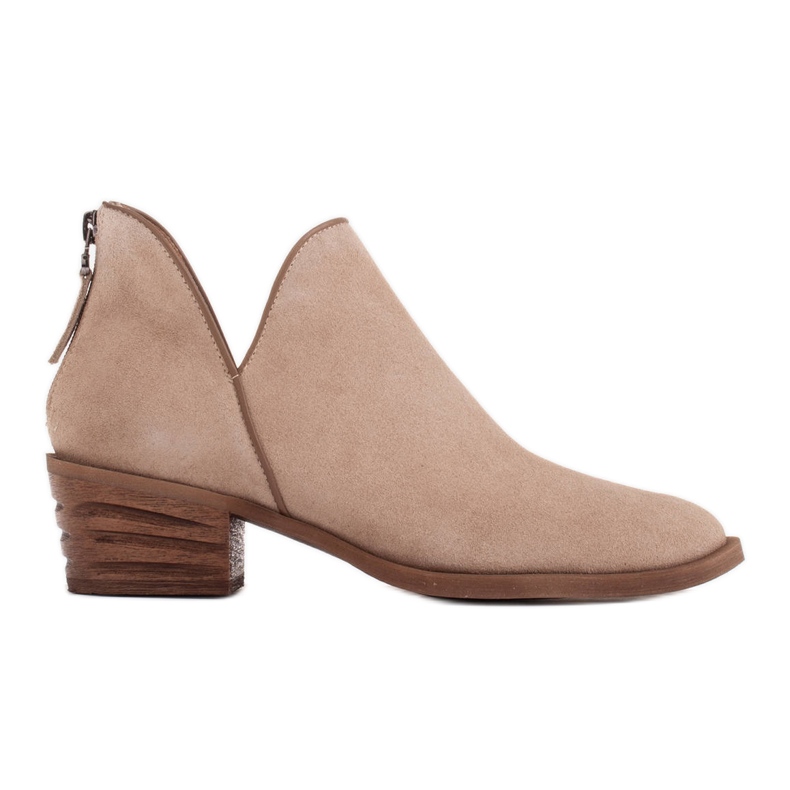Marco Shoes Botas beige de ante natural con corte en V