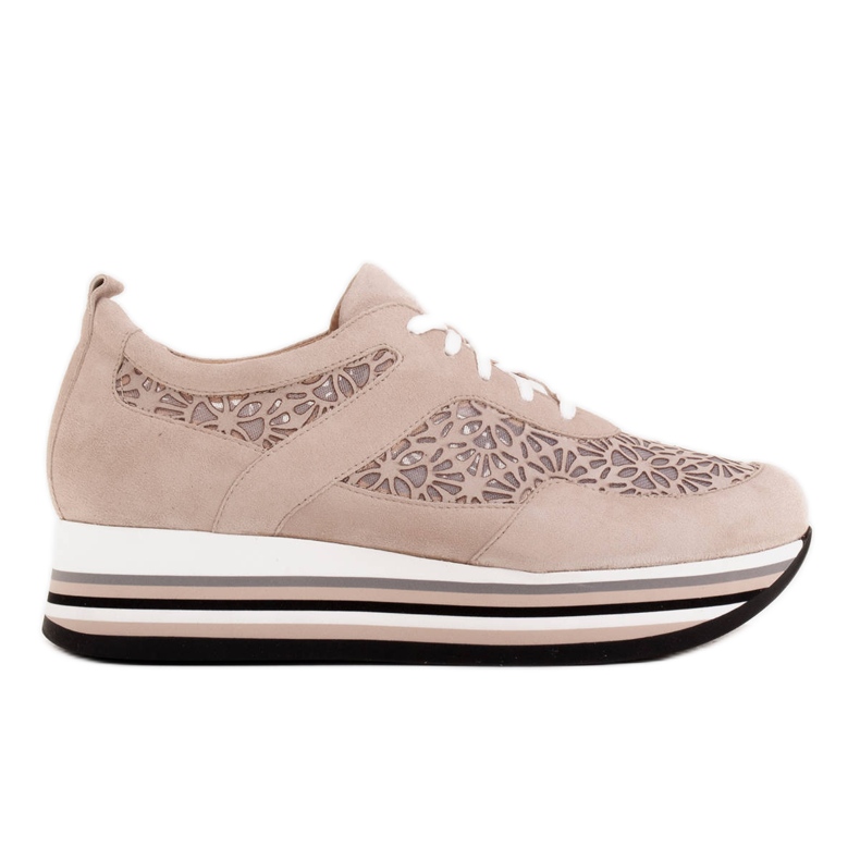 Marco Shoes Zapatillas de suela gruesa con malla transpirable beige