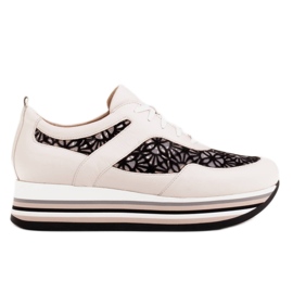 Marco Shoes Zapatillas de suela gruesa con malla transpirable blanco