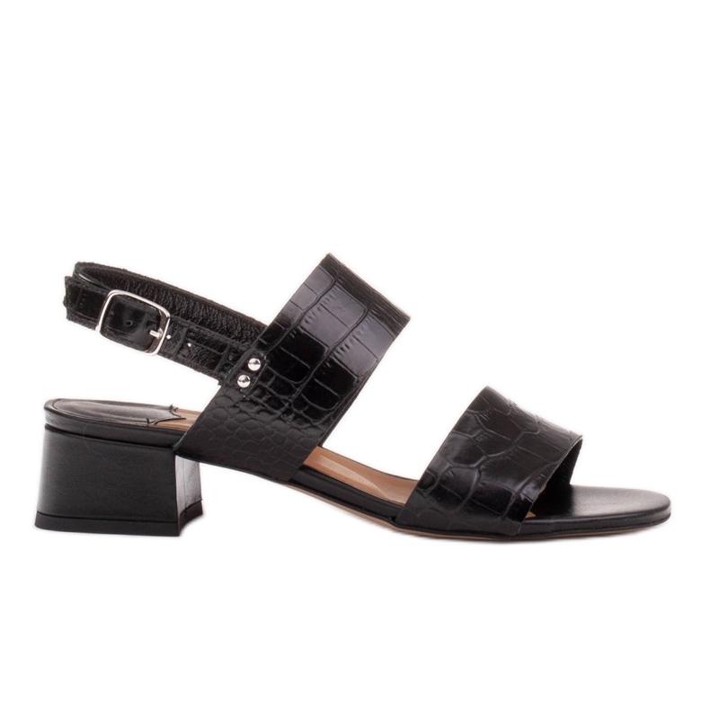Marco Shoes Sandalias cinta con tacón revestido de piel negro