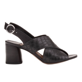 Marco Shoes Sandalias de piel para mujer confeccionadas en piel con rayas cortadas negro