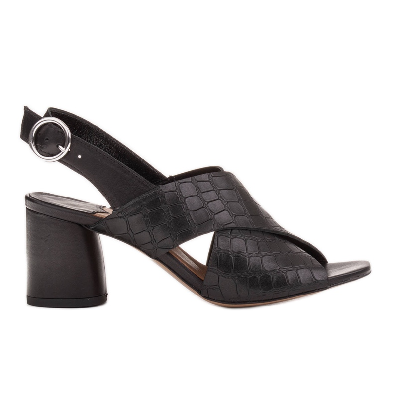 Marco Shoes Sandalias de piel para mujer confeccionadas en piel con rayas cortadas negro