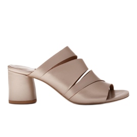 Marco Shoes Pantuflas mujer piel, corte rayas dorado