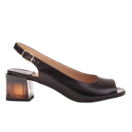 Marco Shoes Sandalias de mujer cómodas con un tacón interesante. negro