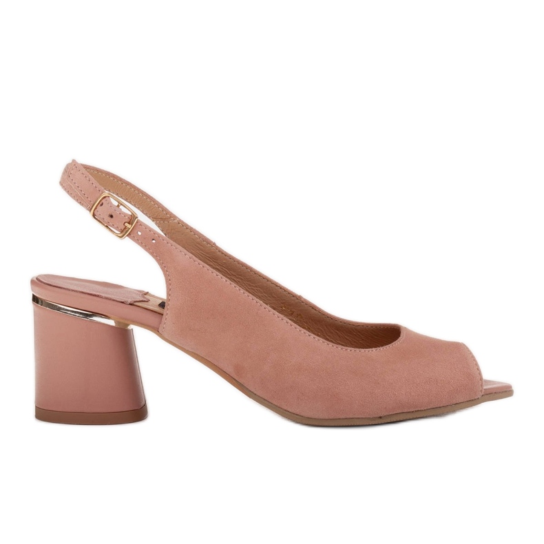 Marco Shoes Sandalias de mujer elegantes con acento metálico rosado Marco Shoes Sandalias de mujer elegantes con acento metálico rosado