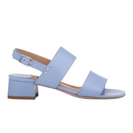 Marco Shoes Sandalias cinta con tacón revestido de piel azul Marco Shoes Sandalias cinta con tacón revestido de piel azul
